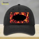 Fire Explosion With Black Center Oval Novelty License Plate Hat Unconstructed Cotton / Black