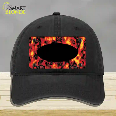 Fire Explosion With Black Center Oval Novelty License Plate Hat Unconstructed Cotton / Black