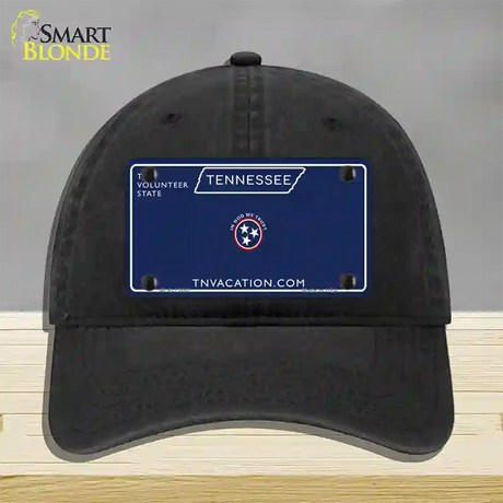 Blank Tennessee Blue Novelty License Plate Hat Tag Unconstructed Cotton / Black