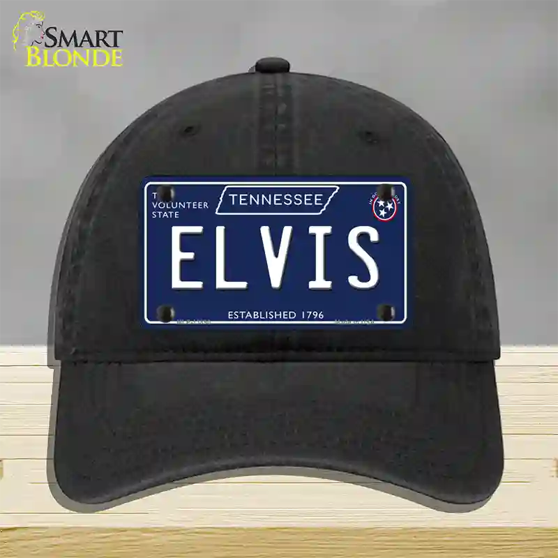 Elvis Tennessee Blue Novelty License Plate Hat Tag Unconstructed Cotton / Black