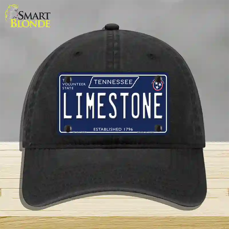 Limestone Tennessee Blue Novelty License Plate Hat Tag Unconstructed Cotton / Black