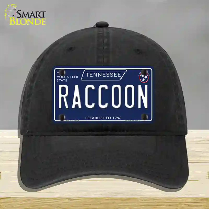 Raccoon Tennessee Blue Novelty License Plate Hat Tag Unconstructed Cotton / Black