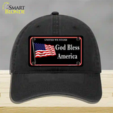 God Bless America Novelty License Plate Hat Unconstructed Cotton / Black