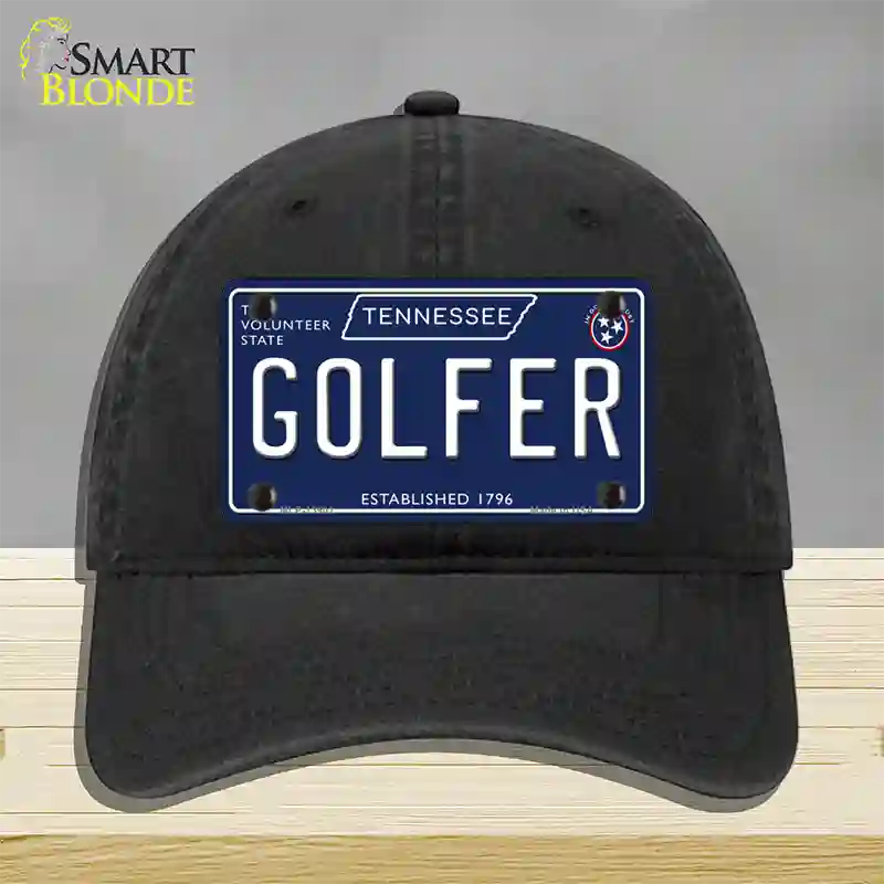 Golfer Tennessee Blue Novelty License Plate Hat Tag Unconstructed Cotton / Black