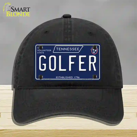 Golfer Tennessee Blue Novelty License Plate Hat Tag Unconstructed Cotton / Black