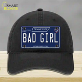 Bad Girl Tennessee Blue Novelty License Plate Hat Tag Unconstructed Cotton / Black