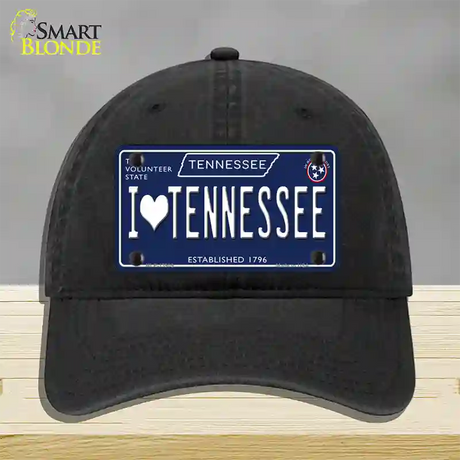 I Heart TN Tennessee Blue Novelty License Plate Hat Tag Unconstructed Cotton / Black