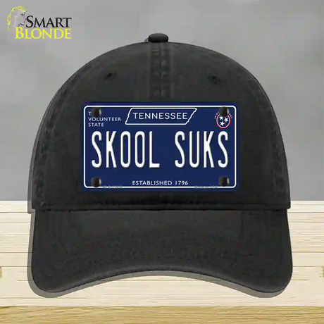 Skool Suks Tennessee Blue Novelty License Plate Hat Tag Unconstructed Cotton / Black