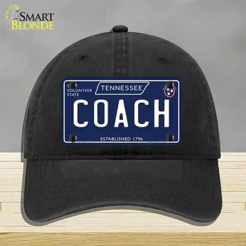 Coach Tennessee Blue Novelty License Plate Hat Tag Unconstructed Cotton / Black