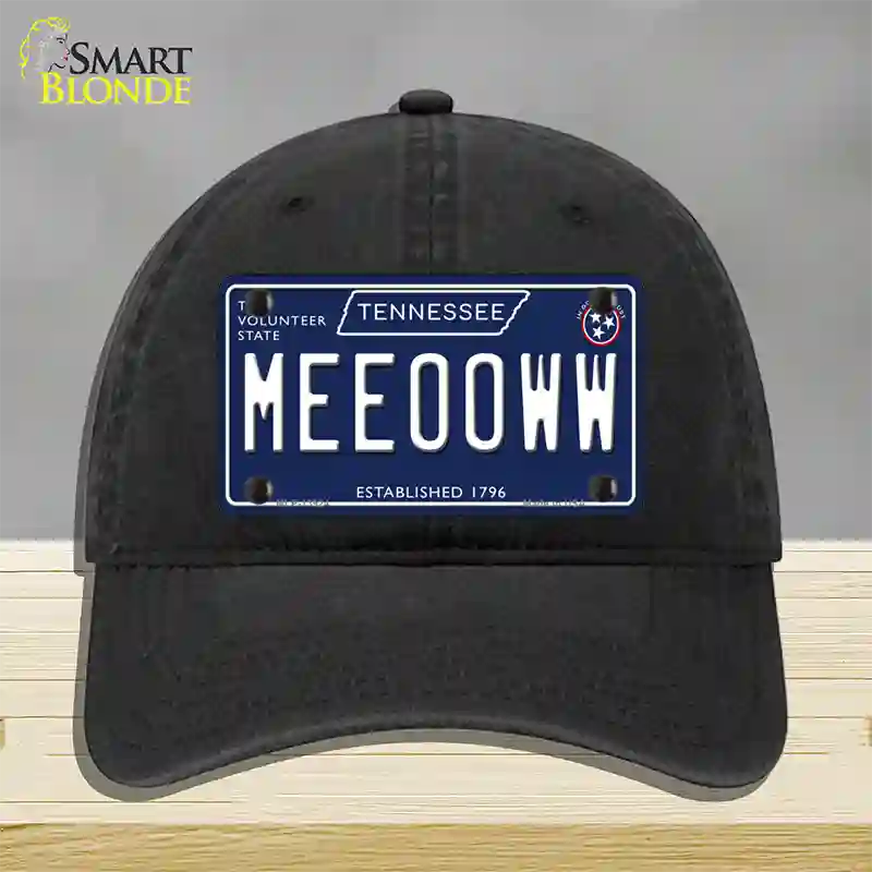 Meeooww Tennessee Blue Novelty License Plate Hat Tag Unconstructed Cotton / Black