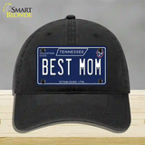 Best Mom Tennessee Blue Novelty License Plate Hat Tag Unconstructed Cotton / Black