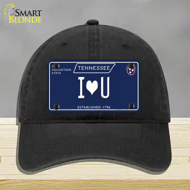 I Heart U Tennessee Blue Novelty License Plate Hat Tag Unconstructed Cotton / Black