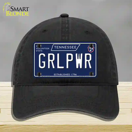 Grlpwr Tennessee Blue Novelty License Plate Hat Tag Unconstructed Cotton / Black