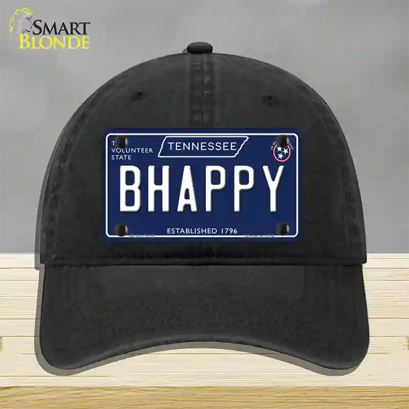 B Happy Tennessee Blue Novelty License Plate Hat Tag Unconstructed Cotton / Black