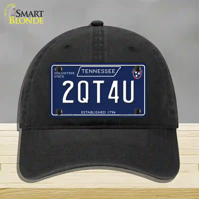 2QT4U Tennessee Blue Novelty License Plate Hat Tag Unconstructed Cotton / Black