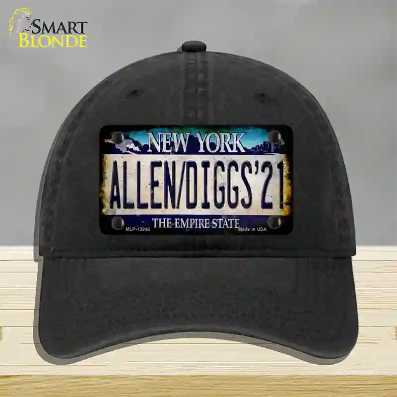 Allen Diggs 21 NY Blue Novelty License Plate Hat Tag Unconstructed Cotton / Black