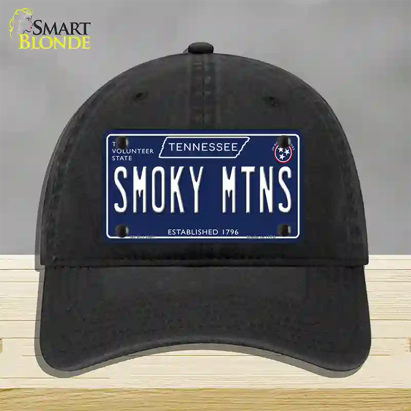 Smoky Mtns Tennessee Blue Novelty License Plate Hat Tag Unconstructed Cotton / Black