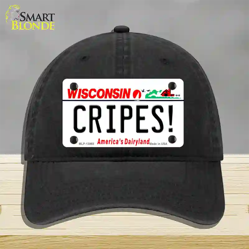 Cripes Wisconsin Novelty License Plate Hat Tag Unconstructed Cotton / Black