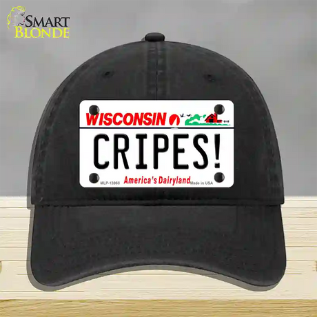 Cripes Wisconsin Novelty License Plate Hat Tag Unconstructed Cotton / Black