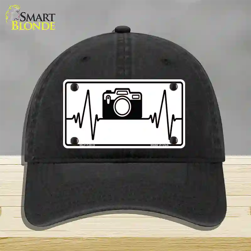 Photography Heart Beat Novelty License Plate Hat Tag Unconstructed Cotton / Black