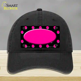 Pink Black Polka Dot Pink Center Oval Black Novelty License Plate Hat Unconstructed Cotton / Black