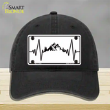 Mountains Heart Beat Novelty License Plate Hat Tag Unconstructed Cotton / Black