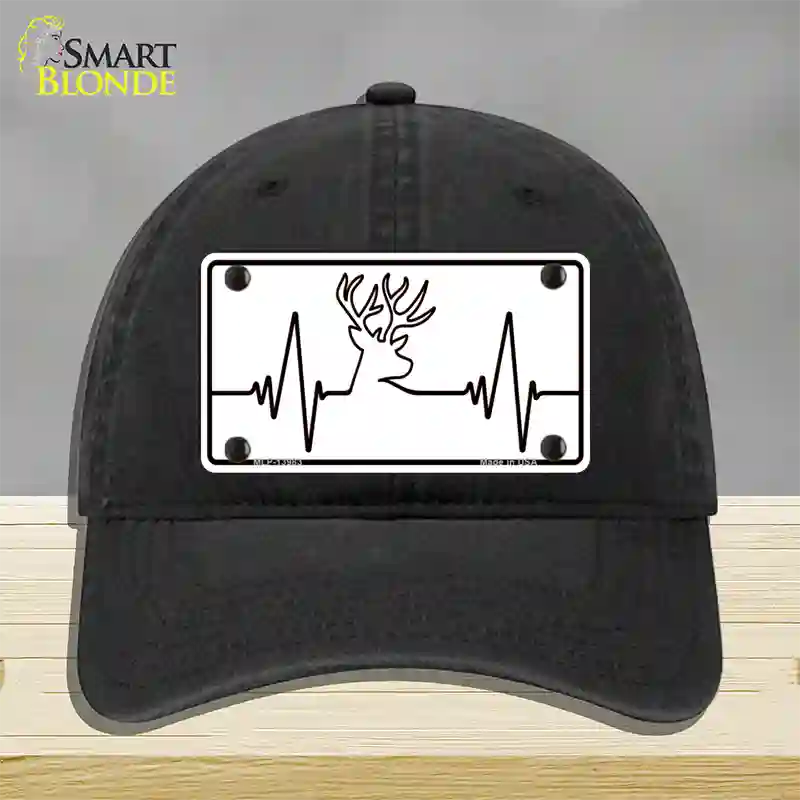 Deer Heart Beat Novelty License Plate Hat Tag Unconstructed Cotton / Black