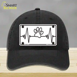 Paw Print Heart Beat Novelty License Plate Hat Tag Unconstructed Cotton / Black