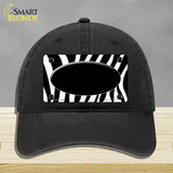 Black White Zebra Center Oval Novelty License Plate Hat Unconstructed Cotton / Black