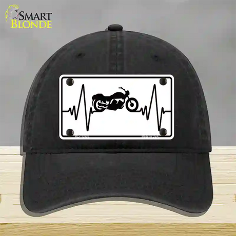 Motorcycle Heart Beat Novelty License Plate Hat Tag Unconstructed Cotton / Black