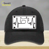 Sewing Heart Beat Novelty License Plate Hat Tag Unconstructed Cotton / Black