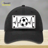 Soccer Heart Beat Novelty License Plate Hat Tag Unconstructed Cotton / Black