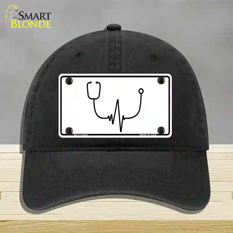 Stethoscope Heart Beat Novelty License Plate Hat Tag Unconstructed Cotton / Black