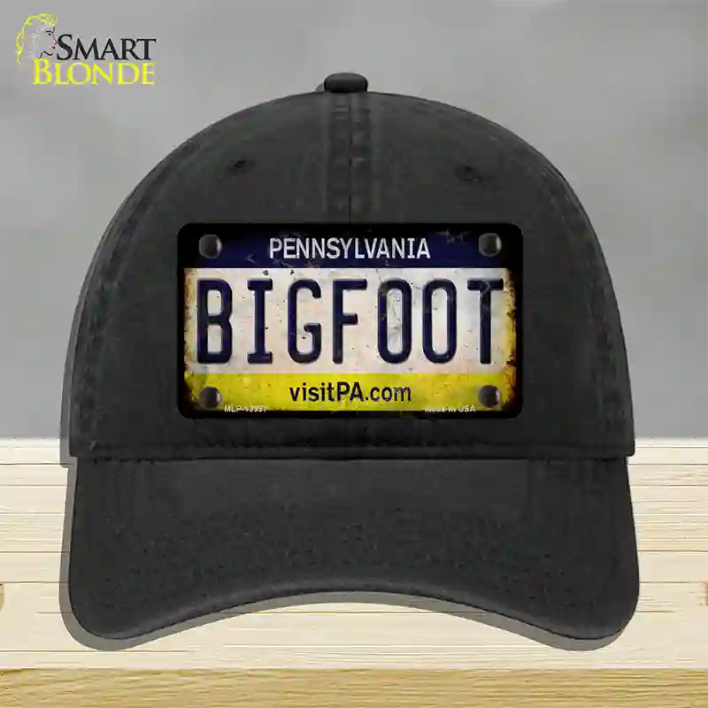 Bigfoot Pennsylvania Novelty License Plate Hat Tag Unconstructed Cotton / Black