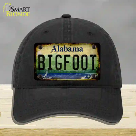 Bigfoot Alabama Novelty License Plate Hat Tag Unconstructed Cotton / Black