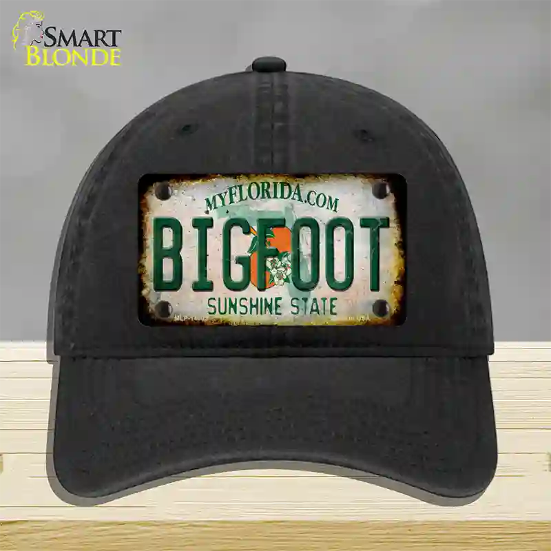 Bigfoot Florida Novelty License Plate Hat Tag Unconstructed Cotton / Black