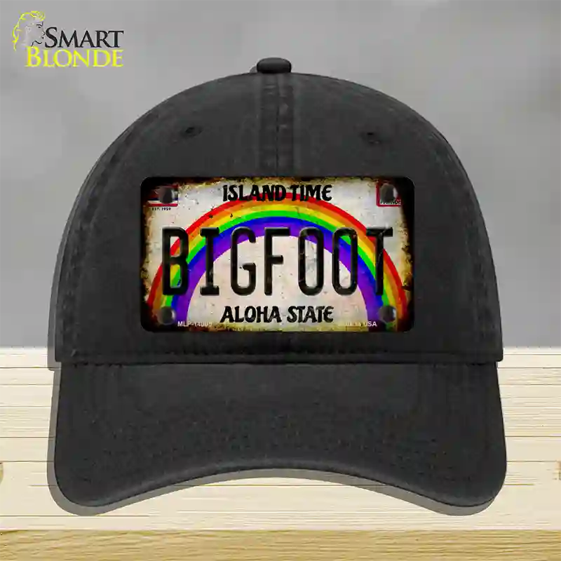 Bigfoot Hawaii Novelty License Plate Hat Tag Unconstructed Cotton / Black