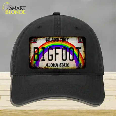 Bigfoot Hawaii Novelty License Plate Hat Tag Unconstructed Cotton / Black