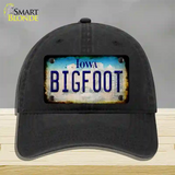 Bigfoot Iowa Novelty License Plate Hat Tag Unconstructed Cotton / Black