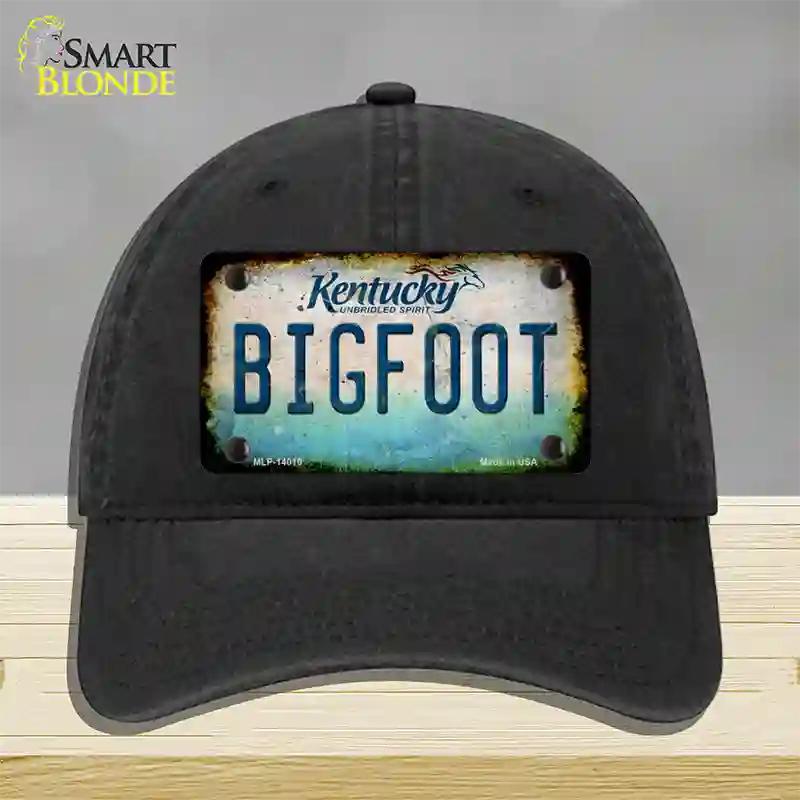 Bigfoot Kentucky Novelty License Plate Hat Tag Unconstructed Cotton / Black