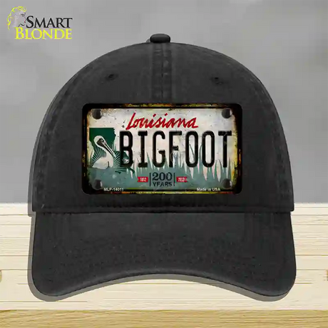 Bigfoot Louisiana Novelty License Plate Hat Tag Unconstructed Cotton / Black