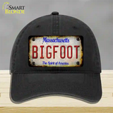 Bigfoot Massachusetts Novelty License Plate Hat Tag Unconstructed Cotton / Black