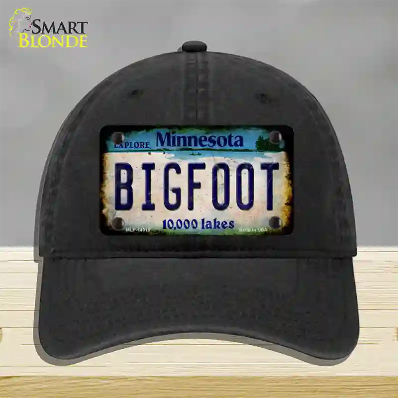 Bigfoot Minnesota Novelty License Plate Hat Tag Unconstructed Cotton / Black