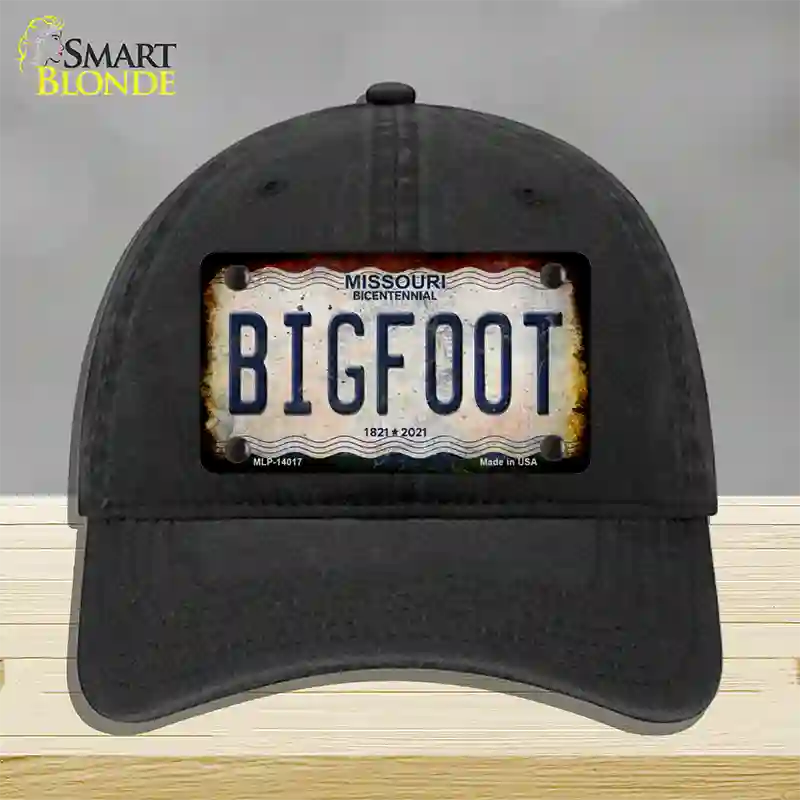 Bigfoot Missouri Novelty License Plate Hat Tag Unconstructed Cotton / Black