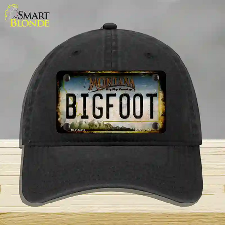 Bigfoot Montana Novelty License Plate Hat Tag Unconstructed Cotton / Black