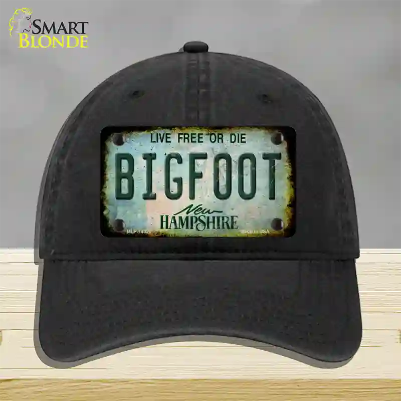 Bigfoot New Hampshire Novelty License Plate Hat Tag Unconstructed Cotton / Black