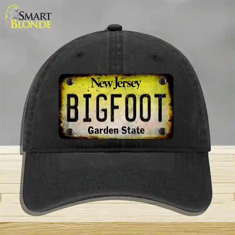 Bigfoot New Jersey Novelty License Plate Hat Tag Unconstructed Cotton / Black