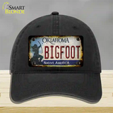 Bigfoot Oklahoma Novelty License Plate Hat Tag Unconstructed Cotton / Black