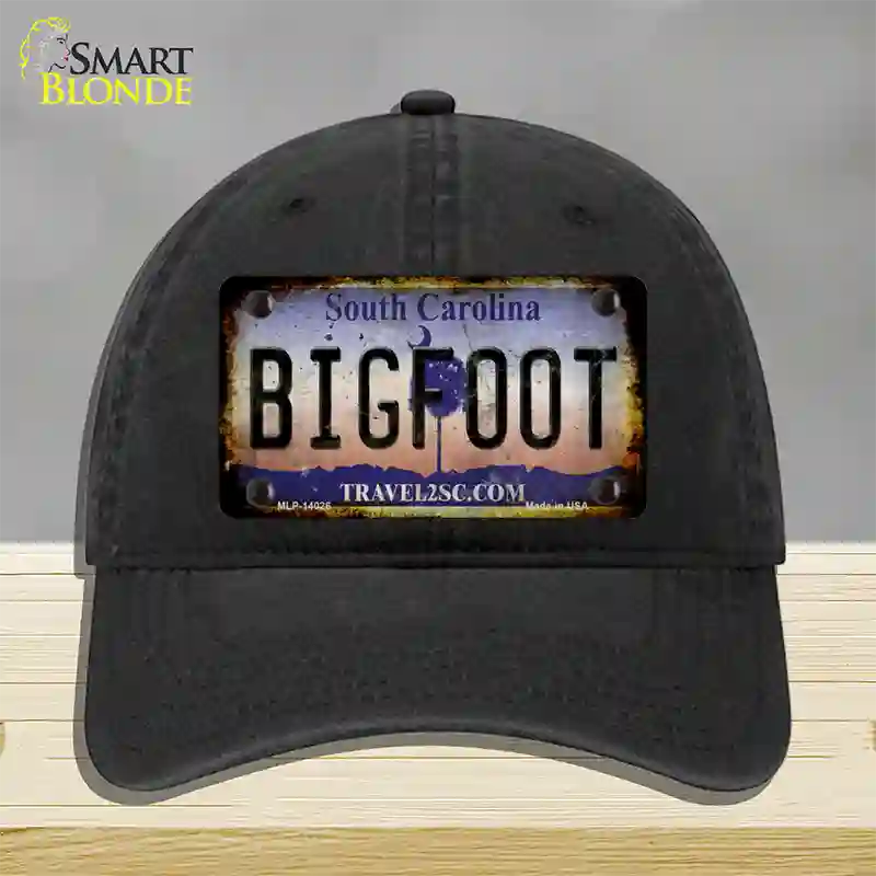 Bigfoot South Carolina Novelty License Plate Hat Tag Unconstructed Cotton / Black