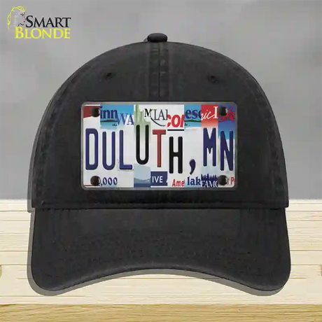 Duluth MN Strip Art Novelty License Plate Hat Tag Unconstructed Cotton / Black